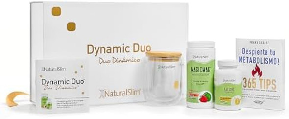 Naturalslim Dynamic Duo  Set - Bundle Of Magicmag Magnesium Powder, Kadsorb Potassium Caps, Despierta Tu Metabolismo Book, Double Glass Mug, & Premium  Box With Information Leaflet