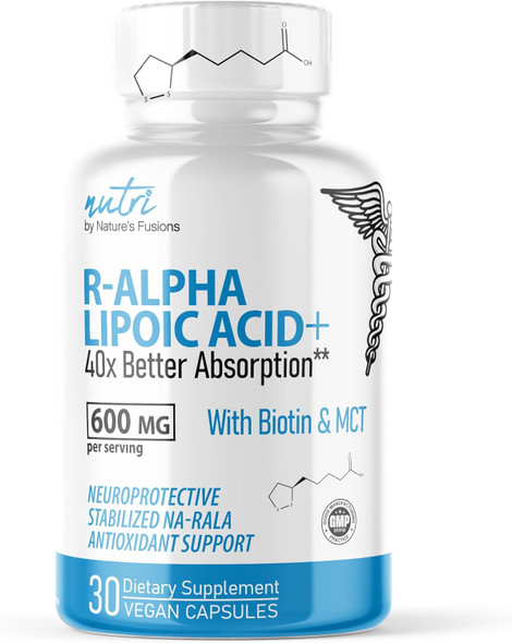 Nutri R Alpha Lipoic Acid 600Mg Capsules - R Lipoic Acid Stabilized With Biotin - Active Form Of R-Ala - 600 Mg Clinical Dosage - Powerful Cellular Energy Support - 60 Vegan Capsules - Rala Nutri R Alpha Lipoic Acid 600Mg Capsules - R Lipoic Acid Stabilized With Biotin - Active Form Of R-Ala - 600 Mg Clinical Dosage - Powerful Cellular Energy Support - 60 Vegan Capsules - Rala