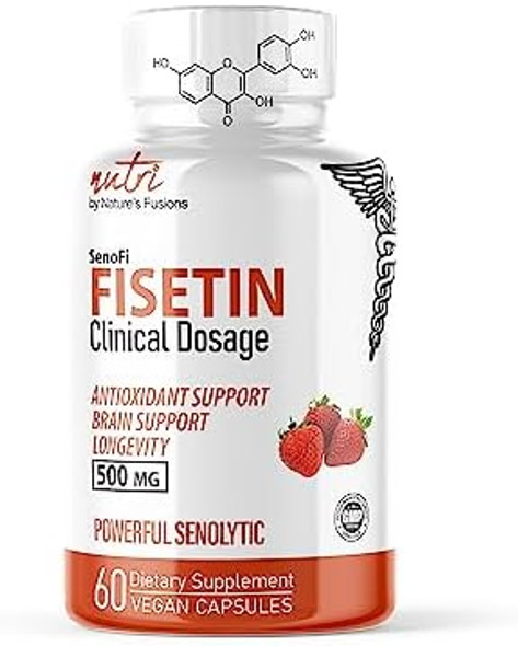 Nature'S Fusions Nutri Fisetin 500Mg 60 Count - Clinical Dosage - Fisetin Supplements - Powerful Senolytic Activator, Antioxidant, & Brain Support - Natural Polyphenols - 60 Count Nature'S Fusions Nutri Fisetin 500Mg 60 Count - Clinical Dosage - Fisetin Supplements - Powerful Senolytic Activator, Antioxidant, & Brain Support - Natural Polyphenols - 60 Count