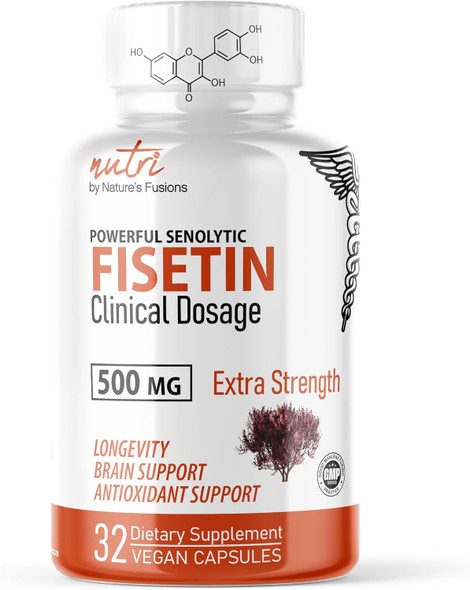 Nature'S Fusions Nutri Fisetin 500Mg 32 Count - Clinical Dosage - Fisetin Supplements - Powerful Senolytic Activator, Antioxidant, & Brain Support - Natural Polyphenols - 32 Count Nature'S Fusions Nutri Fisetin 500Mg 32 Count - Clinical Dosage - Fisetin Supplements - Powerful Senolytic Activator, Antioxidant, & Brain Support - Natural Polyphenols - 32 Count
