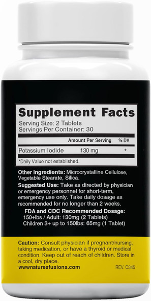 Nature'S Fusions Potassium Iodide Tablets (Pack Of 2) 130Mg - 120 Tablets Exp 10/2032 - Yodo Naciente - Ki Pills - Yoduro De Potasio