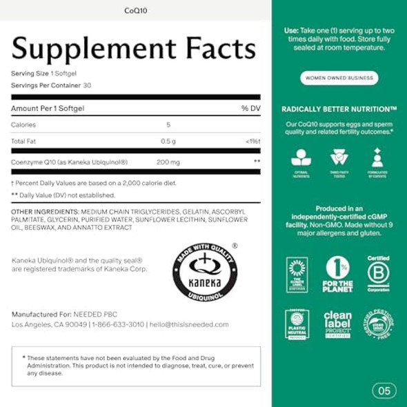 Needed. Coq10 200Mg Supplement - Ubiquinol 200Mg For Women And Men – Coenzyme Q10 Preconception Health Supplement, Non-Gmo, Softgels – 30 Count Needed. Coq10 200Mg Supplement - Ubiquinol 200Mg For Women And Men – Coenzyme Q10 Preconception Health Supplement, Non-Gmo, Softgels – 30 Count