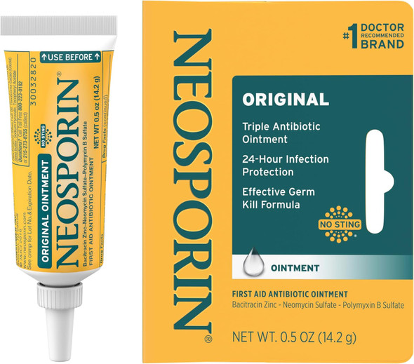 Neosporin Original First Aid Triple Antibiotic Ointment, Bacitracin Zinc & Neomycin Sulfate Infection Protection, Wound Care Treatment & Scar Appearance Minimizer For Minor Cuts, Scrapes & Burns, 1 Oz Neosporin Original First Aid Triple Antibiotic Ointment, Bacitracin Zinc & Neomycin Sulfate Infection Protection, Wound Care Treatment & Scar Appearance Minimizer For Minor Cuts, Scrapes & Burns, 1 Oz