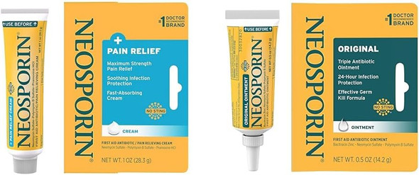 Neosporin Antibiotic Infection Protection & Pain Relief Creams, 1 Oz And .5 Oz Neosporin Antibiotic Infection Protection & Pain Relief Creams, 1 Oz And .5 Oz