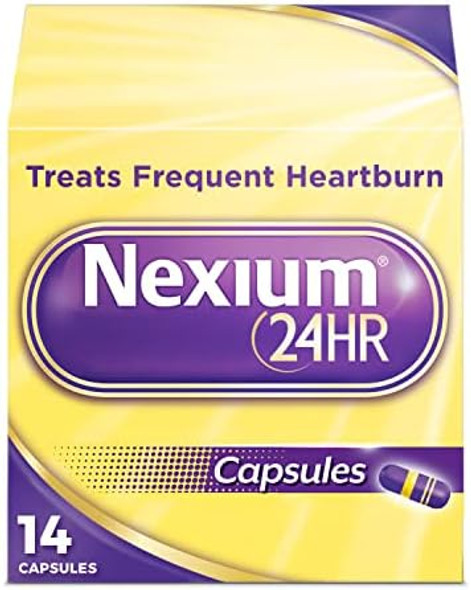 Nexium 24Hr Acid Reducer Heartburn Relief Capsules For All-Day And All-Night Protection From Frequent Heartburn, Heartburn Medicine With Esomeprazole Magnesium - 14 Count Nexium 24Hr Acid Reducer Heartburn Relief Capsules For All-Day And All-Night Protection From Frequent Heartburn, Heartburn Medicine With Esomeprazole Magnesium - 14 Count
