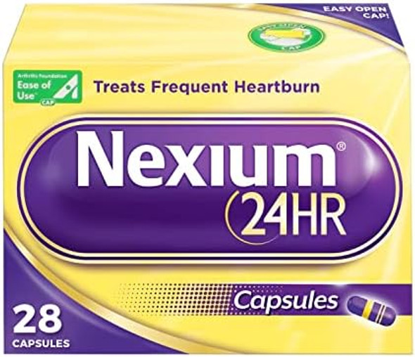 Nexium 24Hr Acid Reducer Heartburn Relief Capsules For All-Day And All-Night Protection From Frequent Heartburn, Heartburn Medicine With Esomeprazole Magnesium - 28 Count Nexium 24Hr Acid Reducer Heartburn Relief Capsules For All-Day And All-Night Protection From Frequent Heartburn, Heartburn Medicine With Esomeprazole Magnesium - 28 Count