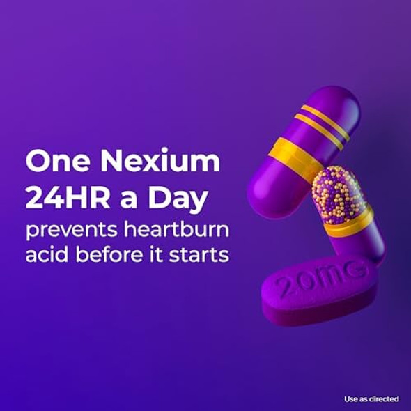 Nexium 24Hr Acid Reducer Heartburn Relief Capsules For All-Day And All-Night Protection From Frequent Heartburn, Heartburn Medicine With Esomeprazole Magnesium - 28 Count Nexium 24Hr Acid Reducer Heartburn Relief Capsules For All-Day And All-Night Protection From Frequent Heartburn, Heartburn Medicine With Esomeprazole Magnesium - 28 Count