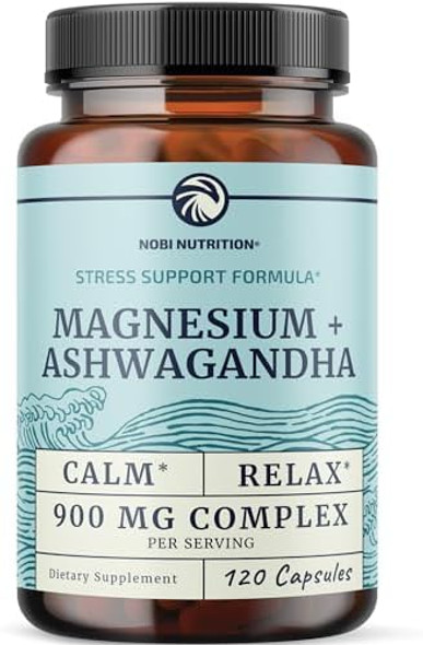 Nobi Nutrition Magnesium Ashwagandha  Calming Magnesium Supplement For Adults  Relax, Rest, Calm Mood & Sleep Support  Mag Citrate & Oxide 400 Mg + Ashwagandha 500 Mg  Muscle Health & Stress Relief  120 Ct Nobi Nutrition Magnesium Ashwagandha  Calming Magnesium Supplement For Adults  Relax, Rest, Calm Mood & Sleep Support  Mag Citrate & Oxide 400 Mg + Ashwagandha 500 Mg  Muscle Health & Stress Relief  120 Ct