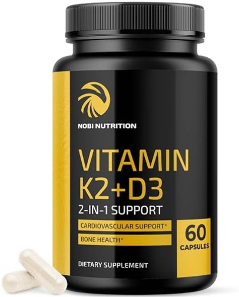 Nobi Nutrition Vitamin D3 K2 5000 Iu For Immune System, Strong Bones & Teeth Support  Vit D3 125Mcg, Vitamin K2 Mk7 100Mcg, Calcium 210Mg & Bioperine  3Rd-Party Tested, Non-Gmo  60 Capsules (2 Month Supply) Nobi Nutrition Vitamin D3 K2 5000 Iu For Immune System, Strong Bones & Teeth Support  Vit D3 125Mcg, Vitamin K2 Mk7 100Mcg, Calcium 210Mg & Bioperine  3Rd-Party Tested, Non-Gmo  60 Capsules (2 Month Supply)