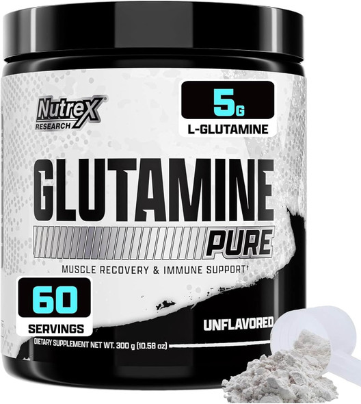 Nutrex Research L-Glutamine Powder Supplement - 60 Serving - Pure Unflavored, Non-Gmo & Gluten   No Clumps Nutrex Research L-Glutamine Powder Supplement - 60 Serving - Pure Unflavored, Non-Gmo & Gluten   No Clumps