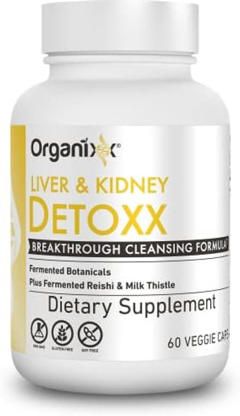 Organixx Kidney & Liver Support Cleanse Supplement, Milk Thistle Reishi Herbal Formula For Digestive Health, Kidney & Liver Health, Sleep & Energy Support, Gluten , Non Gmo, 60 Vegetarian Capsules Organixx Kidney & Liver Support Cleanse Supplement, Milk Thistle Reishi Herbal Formula For Digestive Health, Kidney & Liver Health, Sleep & Energy Support, Gluten , Non Gmo, 60 Vegetarian Capsules