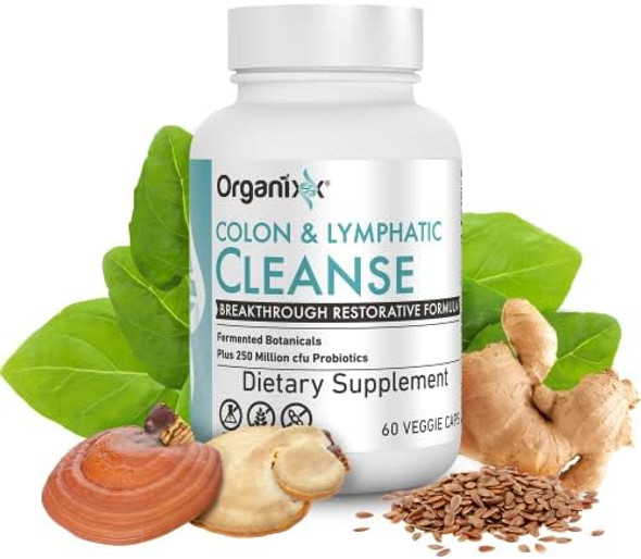 Organixx Lymphatic & Colon Cleanse Supplement, 250 Million Cfu Probiotics For Gut Health, Digestive & Lymphatic Support, Gluten , Non Gmo, 60 Vegetarian Capsules Organixx Lymphatic & Colon Cleanse Supplement, 250 Million Cfu Probiotics For Gut Health, Digestive & Lymphatic Support, Gluten , Non Gmo, 60 Vegetarian Capsules