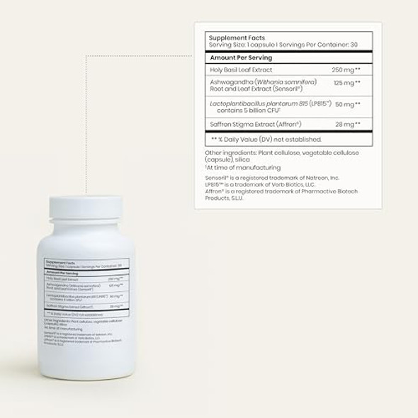 Perelel Stress Support, Supplement With Ashwagandha, Saffron, Holy Basil, And Probiotic, Plant Based Formula For Relaxation And Wellness Support, Gluten , Non Gmo, 30 Capsules Perelel Stress Support, Supplement With Ashwagandha, Saffron, Holy Basil, And Probiotic, Plant Based Formula For Relaxation And Wellness Support, Gluten , Non Gmo, 30 Capsules
