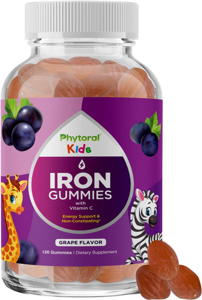 Phytoral Kids Iron Gummies With Vitamin C - Blood Builder Iron Supplements For Kids With Gentle For Stronger Immunity & Energy Support - Vitamin B6, B12, A, Niacin & Folate Gummies - Vegan & Gmo - 60 Count Phytoral Kids Iron Gummies With Vitamin C - Blood Builder Iron Supplements For Kids With Gentle For Stronger Immunity & Energy Support - Vitamin B6, B12, A, Niacin & Folate Gummies - Vegan & Gmo - 60 Count