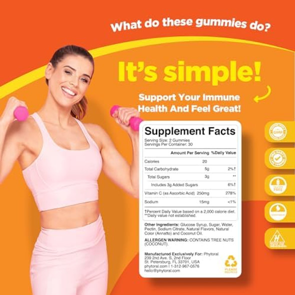 Phytoral Natural Vitamin C Gummies For Adults - High Potency Vitamin C Immune Support Gummies - Ascorbic Acid Chewable Immune Booster For Adults With Powerful Brain Vitamins Supplements Phytoral Natural Vitamin C Gummies For Adults - High Potency Vitamin C Immune Support Gummies - Ascorbic Acid Chewable Immune Booster For Adults With Powerful Brain Vitamins Supplements