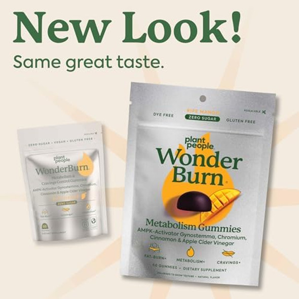 Plant People Wonderburn Metabolism & Cravings Control Gummies, Zero Sugar, Ripe Mango Flavor (60 Count) Plant People Wonderburn Metabolism & Cravings Control Gummies, Zero Sugar, Ripe Mango Flavor (60 Count)