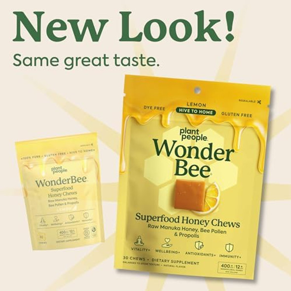 Plant People Wonderbee Superfood Manuka Honey Chews - Immune Support & Energy Boost - Bee Pollen & Propolis - Antioxidant Gluten- Daily Supplement (30 Count) Plant People Wonderbee Superfood Manuka Honey Chews - Immune Support & Energy Boost - Bee Pollen & Propolis - Antioxidant Gluten- Daily Supplement (30 Count)