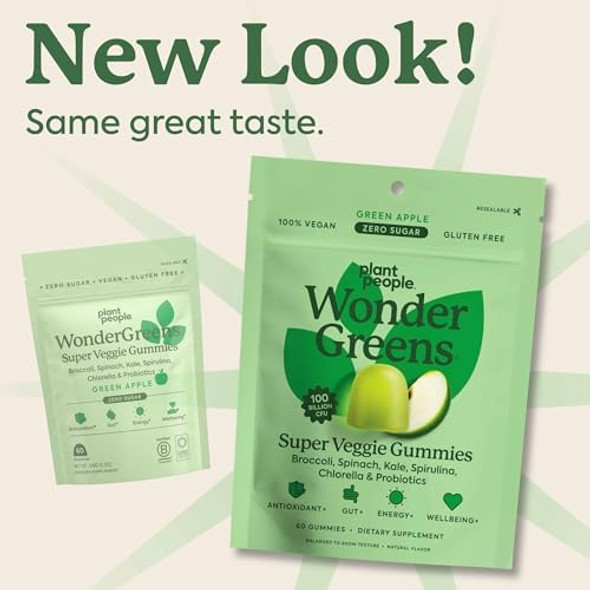 Plant People Wondergreens Kids Super Veggie Gummies – Sugar-, Allergen- Multivitamin For Picky Eaters With Probiotics – Tummy & Immune Support – Green Apple Flavor (30 Count) Plant People Wondergreens Kids Super Veggie Gummies – Sugar-, Allergen- Multivitamin For Picky Eaters With Probiotics – Tummy & Immune Support – Green Apple Flavor (30 Count)