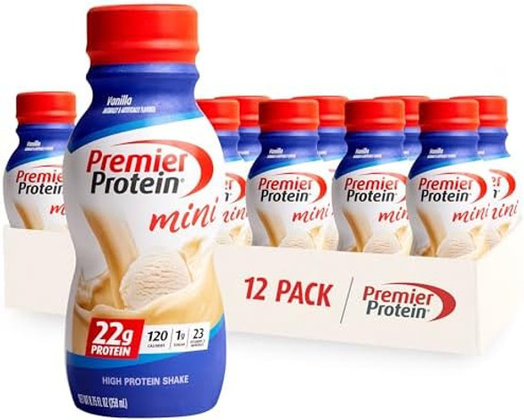 Premier Protein Shake Minis, Vanilla, 22G Protein, 120 Calories, 1G Sugar, 8.75Fl Oz, Pack Of 12 & Shake, Chocolate, 30G Protein 1G Sugar 24 Vitamins Minerals Nutrients Premier Protein Shake Minis, Vanilla, 22G Protein, 120 Calories, 1G Sugar, 8.75Fl Oz, Pack Of 12 & Shake, Chocolate, 30G Protein 1G Sugar 24 Vitamins Minerals Nutrients