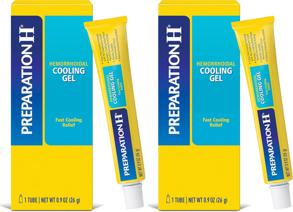 Preparation H Hemorrhoid Cooling Gel With Aloe For Fast Discomfort Relief - 0.9 Oz Tube (Pack Of 2)