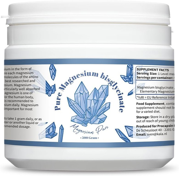 Procapsin Pure Magnesium Bisglycinate Powder - Bisglycinate 200Mg Elemental Magnesium Per Gram - Without Mag. Stearate (500) Procapsin Pure Magnesium Bisglycinate Powder - Bisglycinate 200Mg Elemental Magnesium Per Gram - Without Mag. Stearate (500)