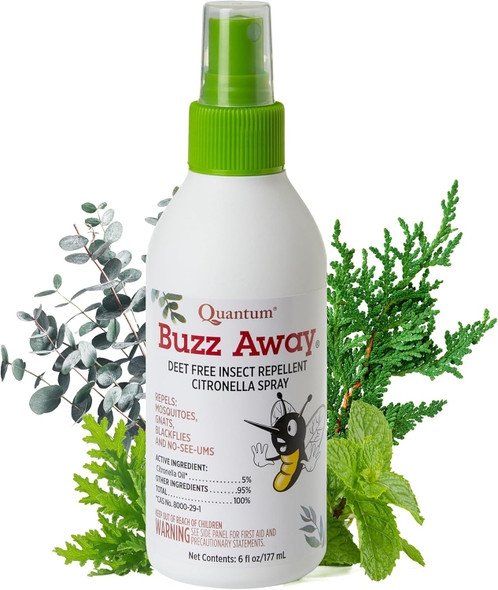 Quantum Health Buzz Away Insect Repellent Deet  Citronella Oil Outdoor Mosquito & Tick Bug Spray Powerful Plants Repel Bugs Off Skin, Safe For Kids - 6 Fl Oz Quantum Health Buzz Away Insect Repellent Deet  Citronella Oil Outdoor Mosquito & Tick Bug Spray Powerful Plants Repel Bugs Off Skin, Safe For Kids - 6 Fl Oz