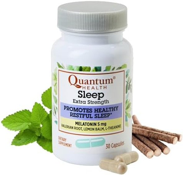 Quantum Health Extra Strength Sleep Melatonin 5Mg Healthy Restful Sleep Support With Relaxing Valerian Root & L Theanine Daily Mind & Body Well Being For Women & Men - 30 Capsules Quantum Health Extra Strength Sleep Melatonin 5Mg Healthy Restful Sleep Support With Relaxing Valerian Root & L Theanine Daily Mind & Body Well Being For Women & Men - 30 Capsules