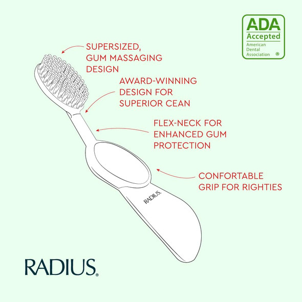 Radius Flex Brush With Soft Bristles Toothbrush Bpa  & Ada Accepted Designed To Improve Gum Health & Reduce Issues - Right Hand - Purple - Pack Of 1