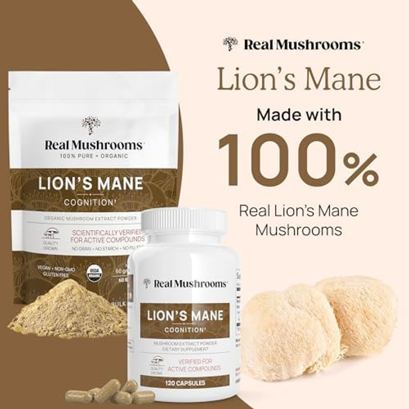 Lions Mane (60G) And Cordyceps (60G) Mushroom Extract Powder Bundle - Mushroom Supplement For Cognition, Energy And Endurance