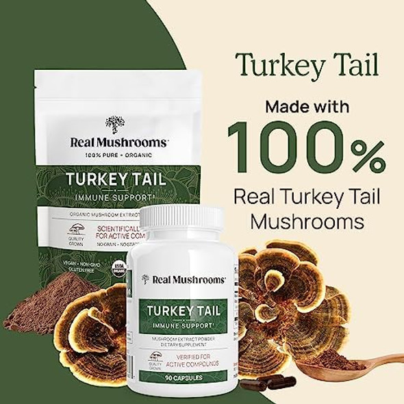 Real Mushrooms Turkey Tail (45G) And 5 Defenders (45G) Mushroom Extract Powder Bundle - Mushroom Supplement For Immune Strength - Vegan, Non-Gmo Immunity Supplement Real Mushrooms Turkey Tail (45G) And 5 Defenders (45G) Mushroom Extract Powder Bundle - Mushroom Supplement For Immune Strength - Vegan, Non-Gmo Immunity Supplement