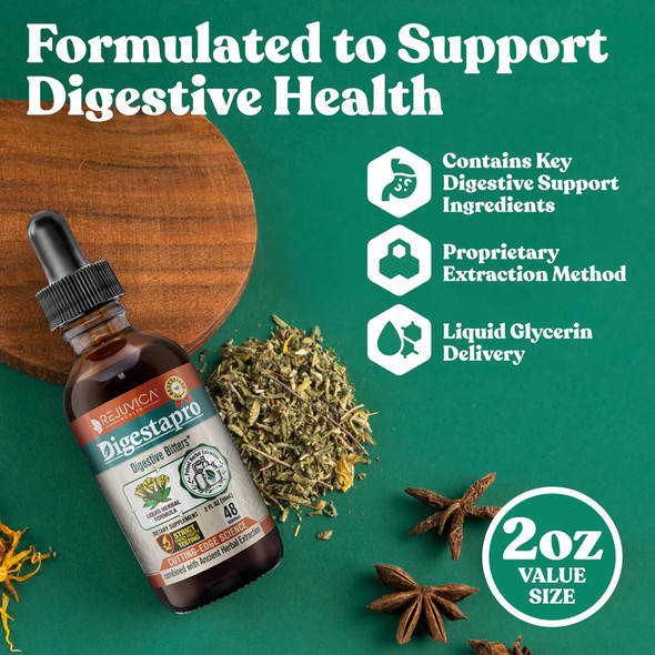 Rejuvica Health Digestapro - Advanced Digestive Bitters Supplement - Liquid Delivery For Better Absorption - Gentian, Artichoke, Burdock, Chanca Piedra, Ginger & More Rejuvica Health Digestapro - Advanced Digestive Bitters Supplement - Liquid Delivery For Better Absorption - Gentian, Artichoke, Burdock, Chanca Piedra, Ginger & More