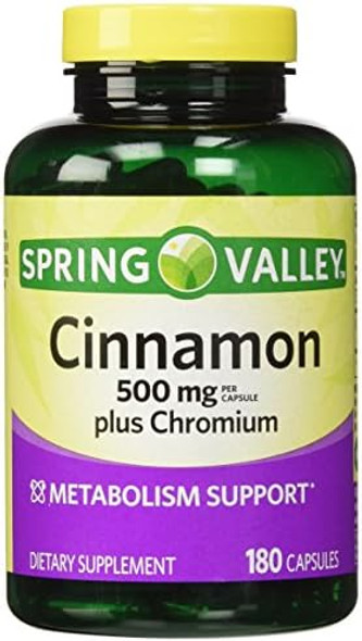 Spring Valley - Cinnamon 500Mg Plus Chromium, Twin Pack, 2 Bottles Of 180 Capsules Spring Valley - Cinnamon 500Mg Plus Chromium, Twin Pack, 2 Bottles Of 180 Capsules