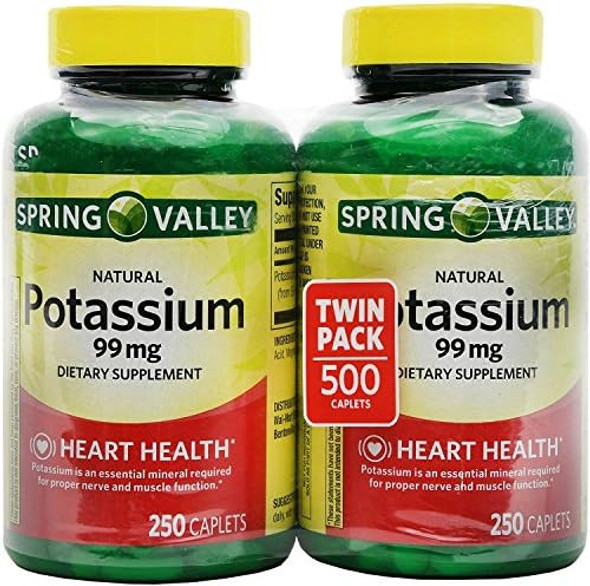 Spring Valley Potassium 99 Mg From Potassium Gluconate 595 Mg (250 Count, 2 Pack) Spring Valley Potassium 99 Mg From Potassium Gluconate 595 Mg (250 Count, 2 Pack)