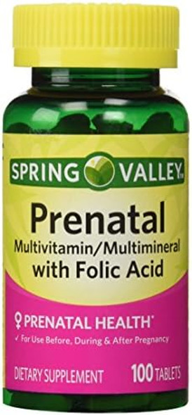 Spring Valley - Prenatal, Multivitamin, Multimineral, 100 Tablets W. Folic Acid Spring Valley - Prenatal, Multivitamin, Multimineral, 100 Tablets W. Folic Acid