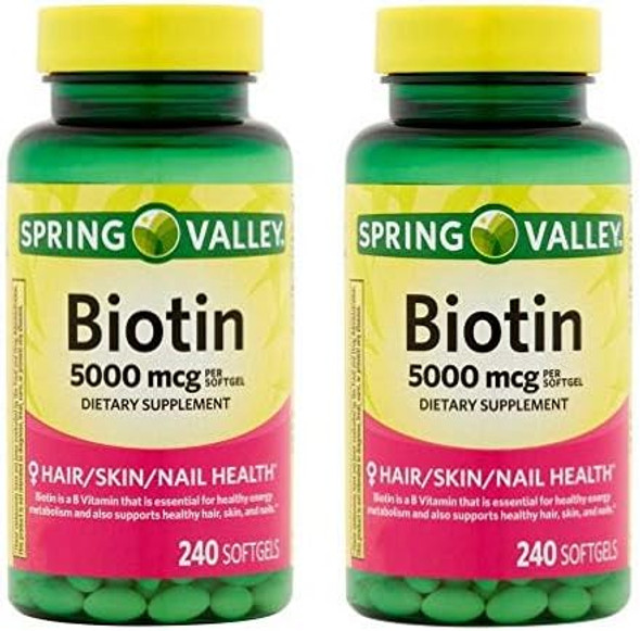 Spring Valley - Biotin 5000 Mcg, 240 Softgels By Spring Valley (Pack Of 2) Spring Valley - Biotin 5000 Mcg, 240 Softgels By Spring Valley (Pack Of 2)