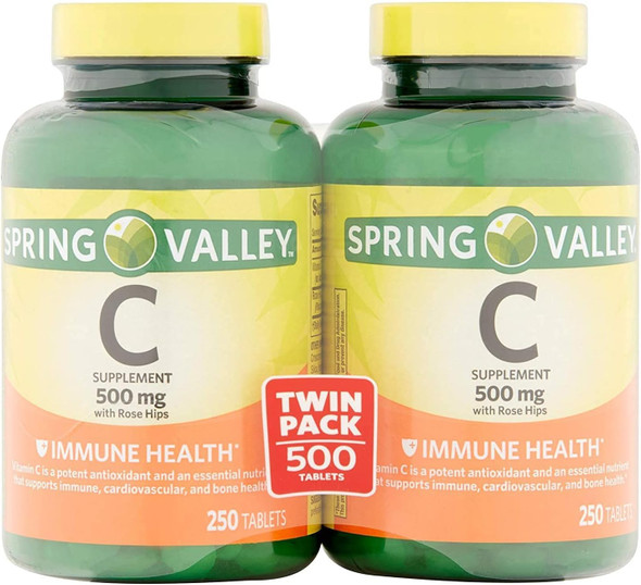 Spring Valley - Vitamin C 500 Milligram With Rose Hips, 250 Tablets Spring Valley - Vitamin C 500 Milligram With Rose Hips, 250 Tablets