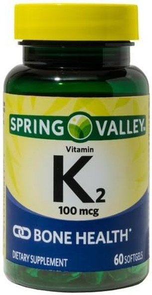 Spring Valley Vitamin K2, 100 Mcg, Bone Health, 60 Softgels Spring Valley Vitamin K2, 100 Mcg, Bone Health, 60 Softgels