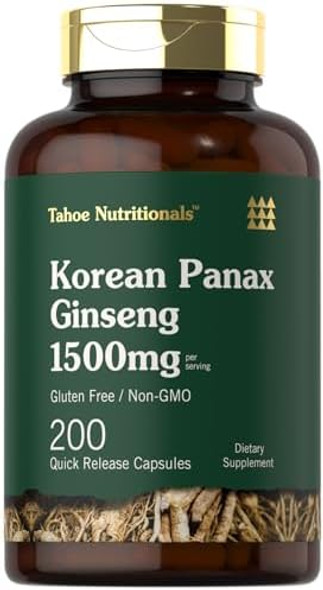 Tahoe Nutritionals Korean Panax Ginseng Extract 1500 Mg  200 Capsules  Supplement For Men & Women  Non-Gmo And Gluten Tahoe Nutritionals Korean Panax Ginseng Extract 1500 Mg  200 Capsules  Supplement For Men & Women  Non-Gmo And Gluten