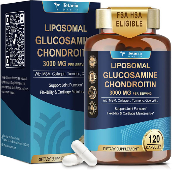 Totaria 12 In 1 Liposomal Glucosamine Chondroitin Msm Collagen 3000Mg, Fsa-Hsa Items Only List For Men & Woman Supplement, Flexibility & Cartilage Maintenance, Non-Gmo, Cgmp, Gluten- Totaria 12 In 1 Liposomal Glucosamine Chondroitin Msm Collagen 3000Mg, Fsa-Hsa Items Only List For Men & Woman Supplement, Flexibility & Cartilage Maintenance, Non-Gmo, Cgmp, Gluten-