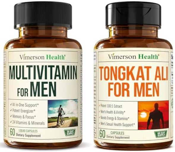 Vimerson Health Men'S Multivitamin Liquid Capsules & Tongkat Ali - Daily Men'S Health Bundle With Essential Nutrients & Testosterone Support For Energy, Stamina & Muscle Performance Vimerson Health Men'S Multivitamin Liquid Capsules & Tongkat Ali - Daily Men'S Health Bundle With Essential Nutrients & Testosterone Support For Energy, Stamina & Muscle Performance