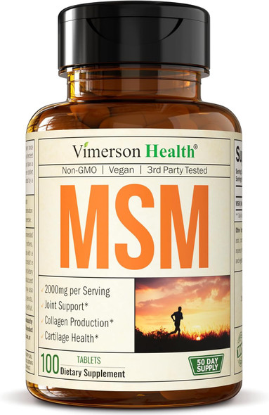 Vimerson Health Msm 2000Mg - Joint Support Supplement For Cartilage & Joint Health. Antioxidant Properties. Aids Inflammatory Response. Occasional Discomfort Relief - Back, Knees, Hands. Non-Gmo. Vegan. 50 Day Supply Vimerson Health Msm 2000Mg - Joint Support Supplement For Cartilage & Joint Health. Antioxidant Properties. Aids Inflammatory Response. Occasional Discomfort Relief - Back, Knees, Hands. Non-Gmo. Vegan. 50 Day Supply