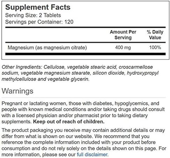 Vitacost Magnesium Citrate - 400 Mg - 240 Tablets Vitacost Magnesium Citrate - 400 Mg - 240 Tablets