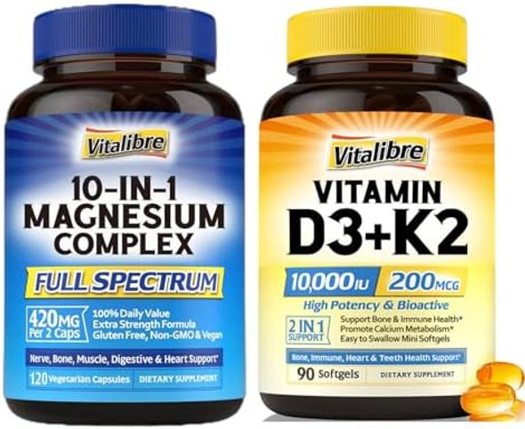 Vitalibre Magnesium Complex 10 In 1 And Vitamin D3 K2 10000 Iu Vitalibre Magnesium Complex 10 In 1 And Vitamin D3 K2 10000 Iu
