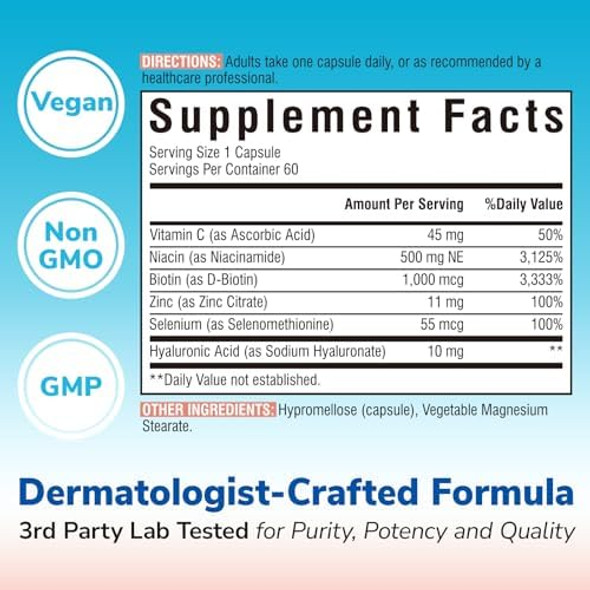Vitalibre Niacinamide Vitamin B3 Niacin 500Mg No Flush Niacin Supplement, 6-In-1 Skin Reset Formula W/Vc Zinc Selenium Biotin Hyaluronic Acid, For Acne, Breakouts, Skin, Energy, Non Gmo 60 Vegan Caps Vitalibre Niacinamide Vitamin B3 Niacin 500Mg No Flush Niacin Supplement, 6-In-1 Skin Reset Formula W/Vc Zinc Selenium Biotin Hyaluronic Acid, For Acne, Breakouts, Skin, Energy, Non Gmo 60 Vegan Caps