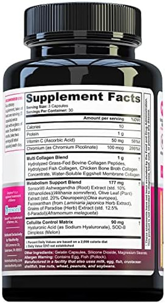 Vitauthority Multi Collagen Burn: Hydrolyzed Protein Peptides With Hyaluronic Acid And Multi Collagen Peptides Powder For Women - Hydrolyzed Flavored Collagen Unflavored 30 Servings