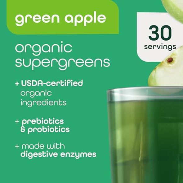 Zena Nutrition Organic Supergreens Greens Powder, 70+ Superfoods, Green Apple, 30 Servings + Bovine Pure Colostrum Powder Supplement, 1000Mg, Supports Immunity & Digestion, Unflavored, 30 Servings
