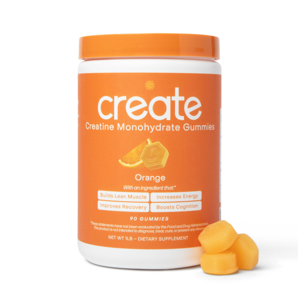 Create Creatine Monohydrate Gummies for Men & Women Boost Focus Strength and Endurance Anti-Melting Formula Vegan Gluten-Free Non-GMO 1.5g of Creatine per Gummy (Orange 90 ct) Create Creatine Monohydrate Gummies for Men & Women Boost Focus Strength and Endurance Anti-Melting Formula Vegan Gluten-Free Non-GMO 1.5g of Creatine per Gummy (Orange 90 ct)