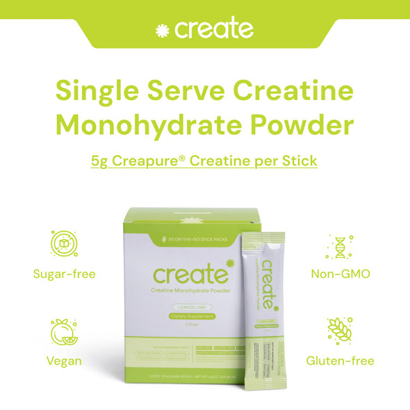 Create Single Serve Creatine Monohydrate Powder – 5g Creapure Creatine | Redefining Strength Energy & Recovery | Sugar-Free Vegan Non-GMO | Lemon/Lime | 30 Packets Create Single Serve Creatine Monohydrate Powder – 5g Creapure Creatine | Redefining Strength Energy & Recovery | Sugar-Free Vegan Non-GMO | Lemon/Lime | 30 Packets