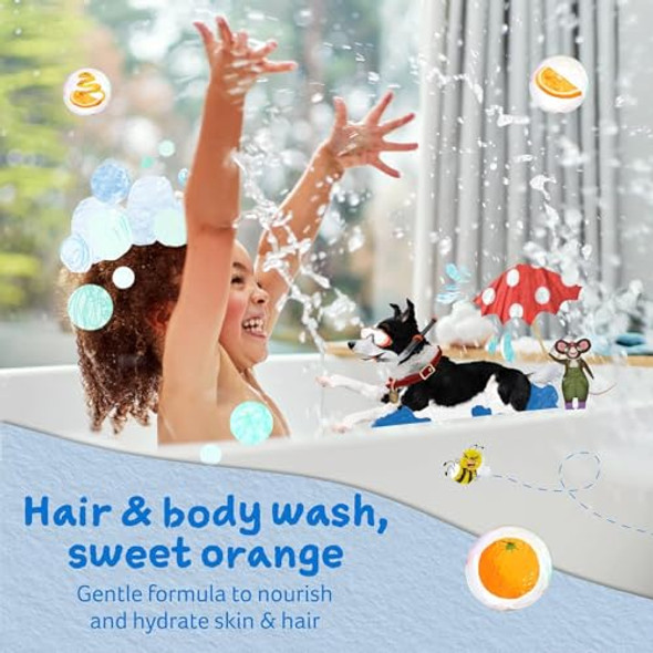 Childs Farm, Kids Hair & Body Wash for Dry, Sensitive Skin, Organic Sweet Orange, Gently Cleanses, Vegan, Cruelty-, 8.4 Fl Oz