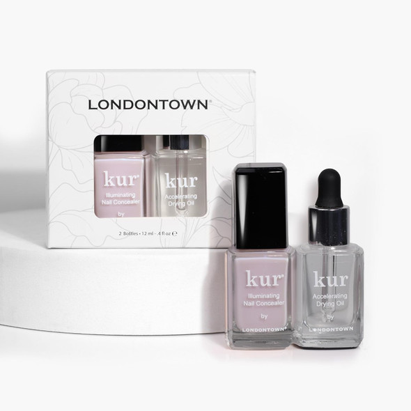 LONDONTOWN Perfect In A Pinch - Original White Nail Concealer and Accelerating Drying Oil Nail Polish Manicure Set, .40fl oz